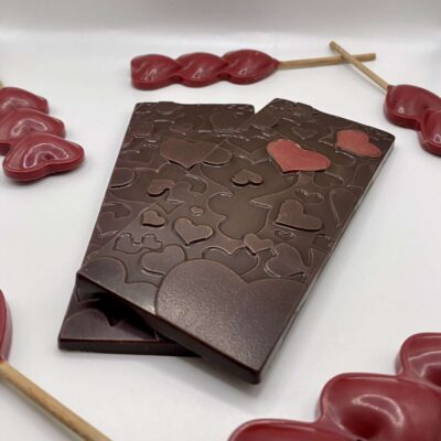 Sucette 3 coeurs inspiration framboise