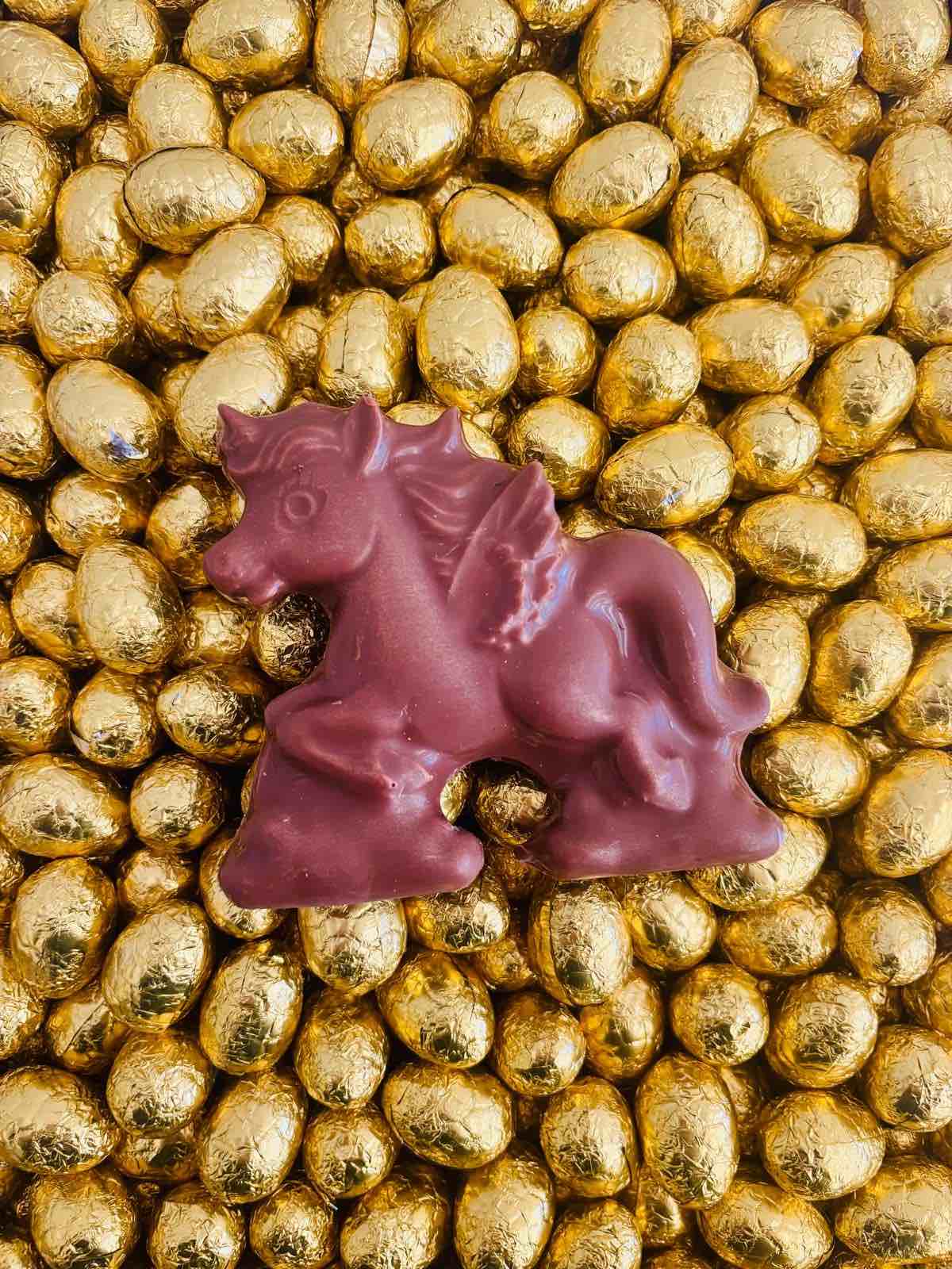Médaillon Licorne sur nuages et ses oeufs - Chocolat noir ou lait