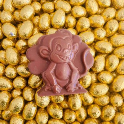 Médaillon Singe et ses oeufs - Chocolat noir ou lait